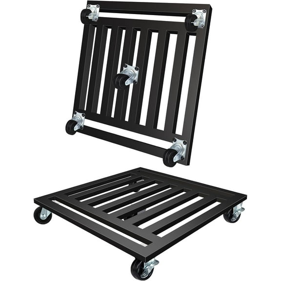 Heavy Duty Plant Caddy with Wheels, 20'' Metal Rolling Plant Stand Indoor Outdoor, 2 pcs Square Plant Dolly with Lockable Caster Wheels Holds up 400 Lbs Planter