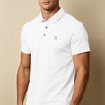 thumbnail image 5 of hoksml Men's Short Sleeve Collared Shirt 3 Button Collared Solid Breathable Regular Fit Golf Top for Business Daily Vacation Casual Wear, 5 of 7