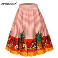 thumbnail image 2 of Autumn and winter women's pleated skirt Hepburn high-waisted floral retro mid-length roller skating women's rock and roll poster skirt-5-XXL, 2 of 7