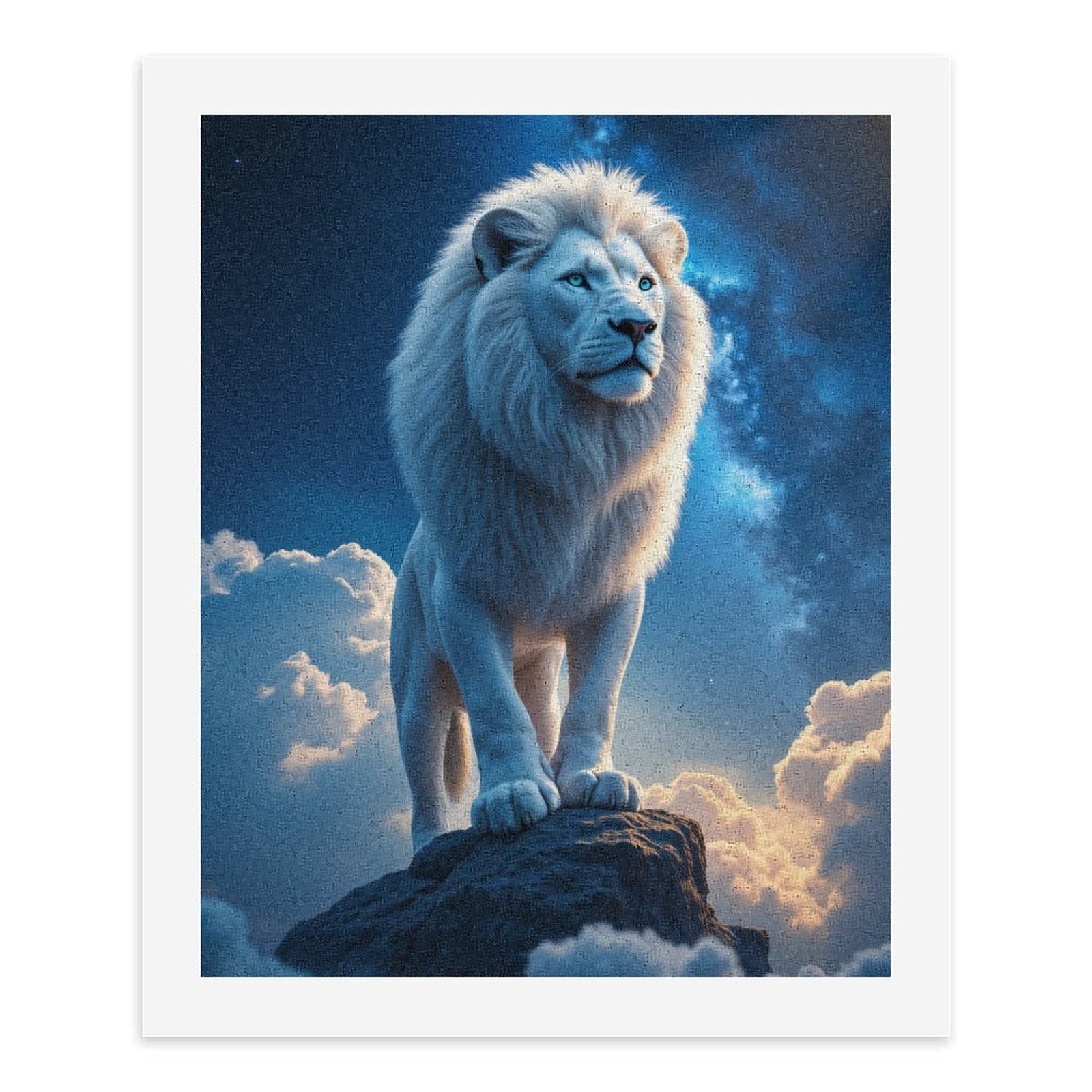 Paint by Numbers Kit for Adults, White Lion Standing On Rock Paint by Numbers, Easy Paint by Numbers Kit for Adults Beginner, DIY Adult Paint by Number Kits on Canvas, Home Decor
