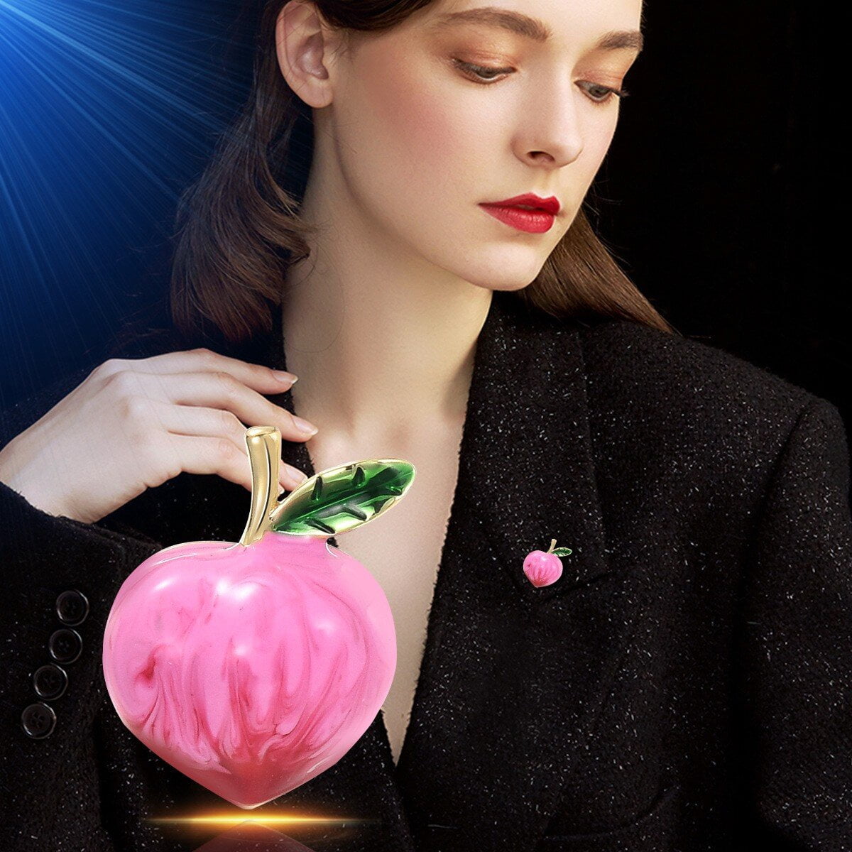Women’s Brooches with Peach Fruit Charm Design