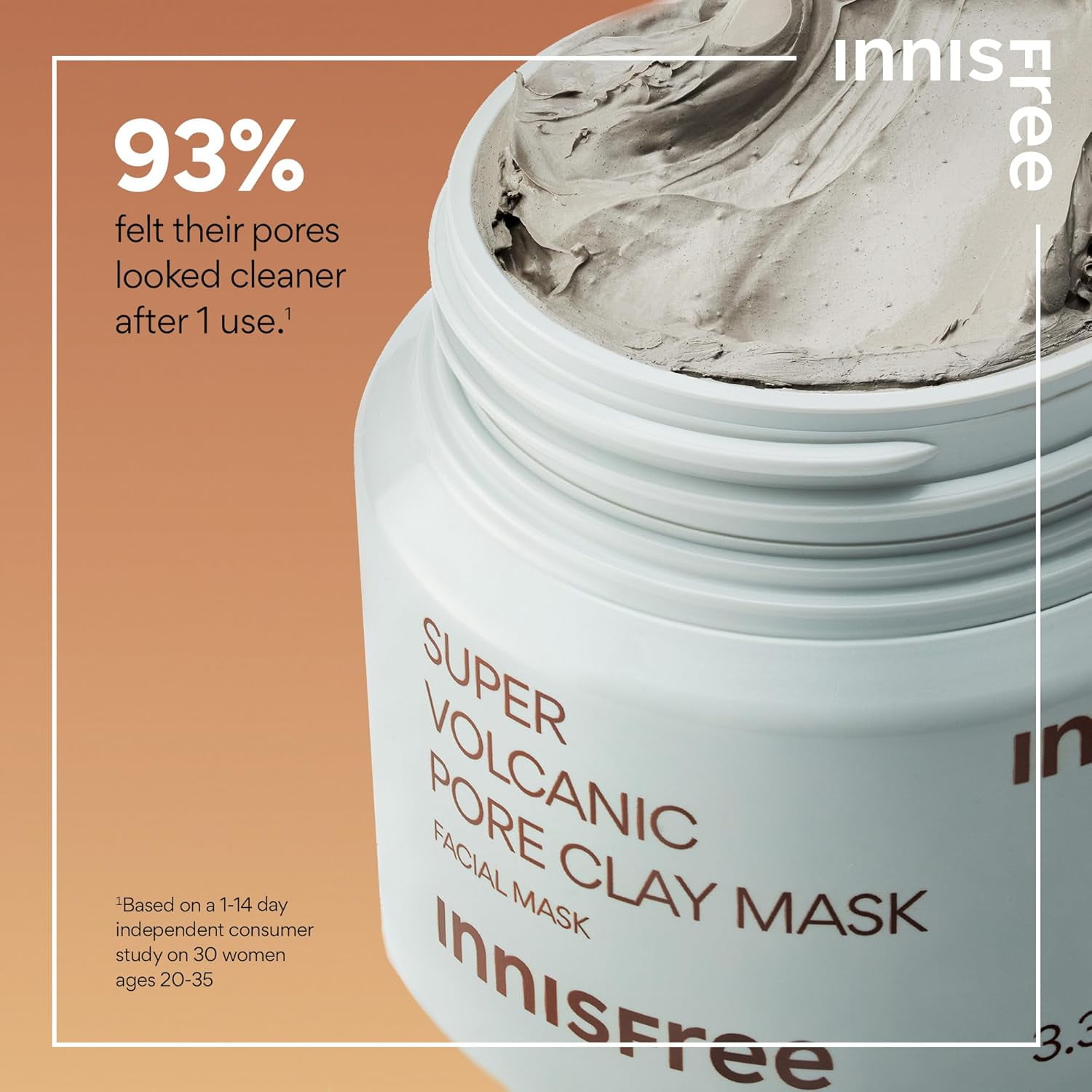 innisfree Super Volcanic Pore Clay Mask, Korean Pore Clearing Clay Mask with Volcanic Clusters and AHA