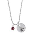 thumbnail image 1 of Delight Jewelry Silvertone Mini Translucent Maroon Paw Silvertone Script Initial Disc - & - Charm Necklace, 20"+3", 1 of 4