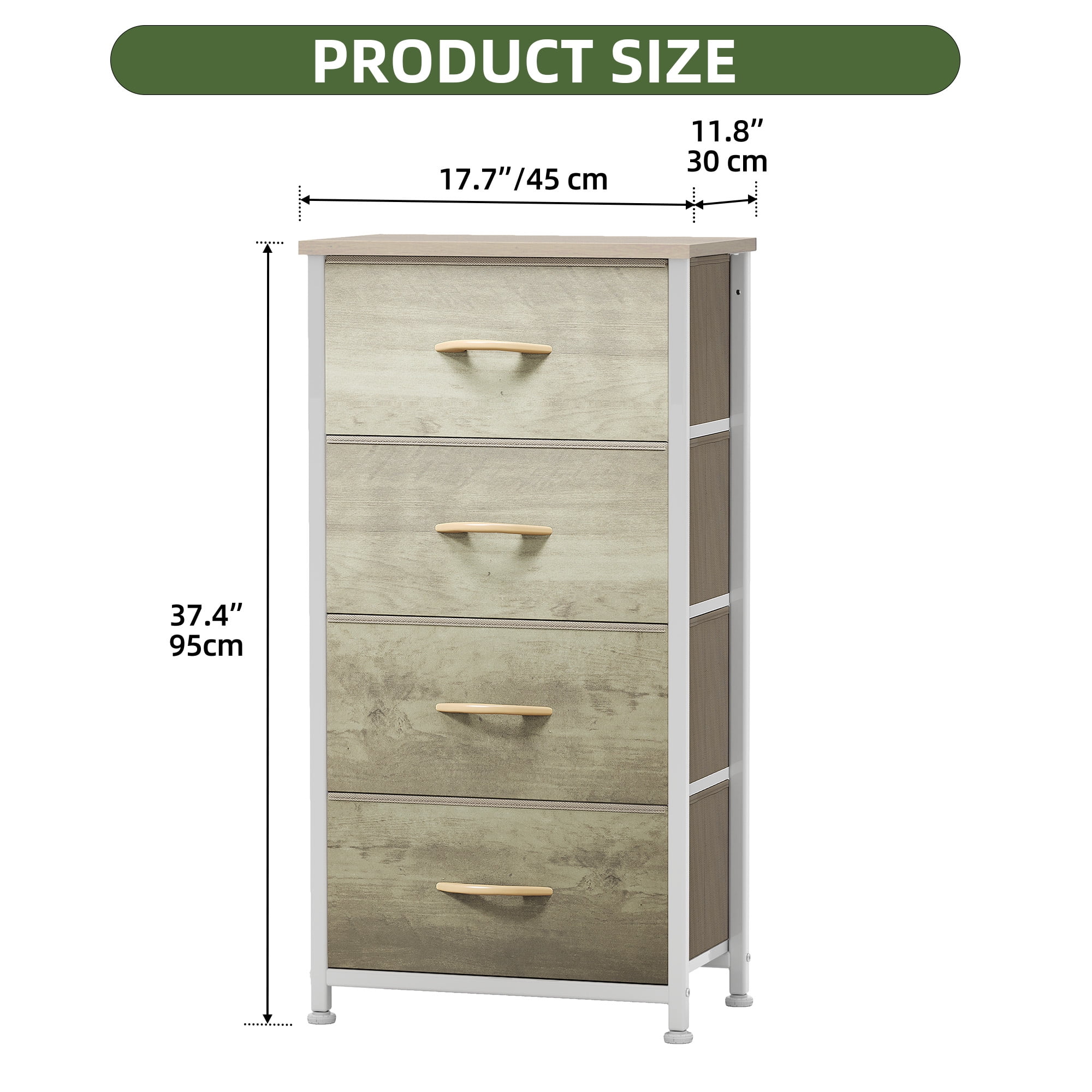 Uforic 4 Drawer Dresser Fabric Chest of Drawers Furniture Storage Organizer for Living Room,,Hallway,Oak Greige
