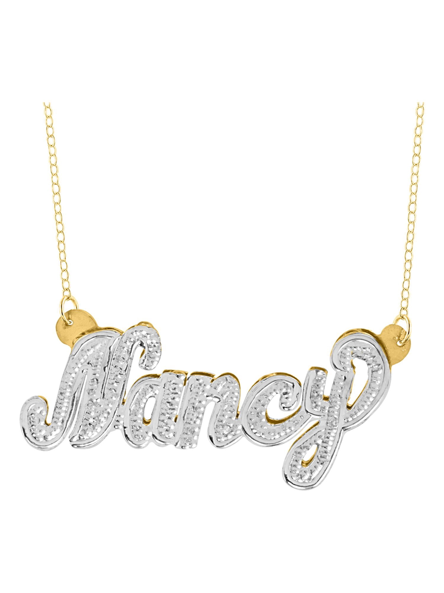 Personalized Name Necklace With Beading and Rhodium on All Letters