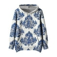 thumbnail image 2 of EchfiProm Floral Sweatshirt for Womens Oversized Pullover Hoodies with Pockets Blue Fall Hooded Ladies Tops, 2 of 4