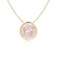 thumbnail image 1 of Angara Collier en Morganite Naturel - Pendentif Solitaire Rond en Morganite avec Lunette en Or Jaune 14K pour Femmes, 1 of 8