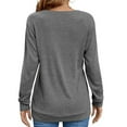 thumbnail image 3 of Idoravan Long Sleeve Shirts for Women,Ladies, Fashion Women Long Sleeve Comfortable Breathable Round--Neck Shirt Tops Gray L, 3 of 8