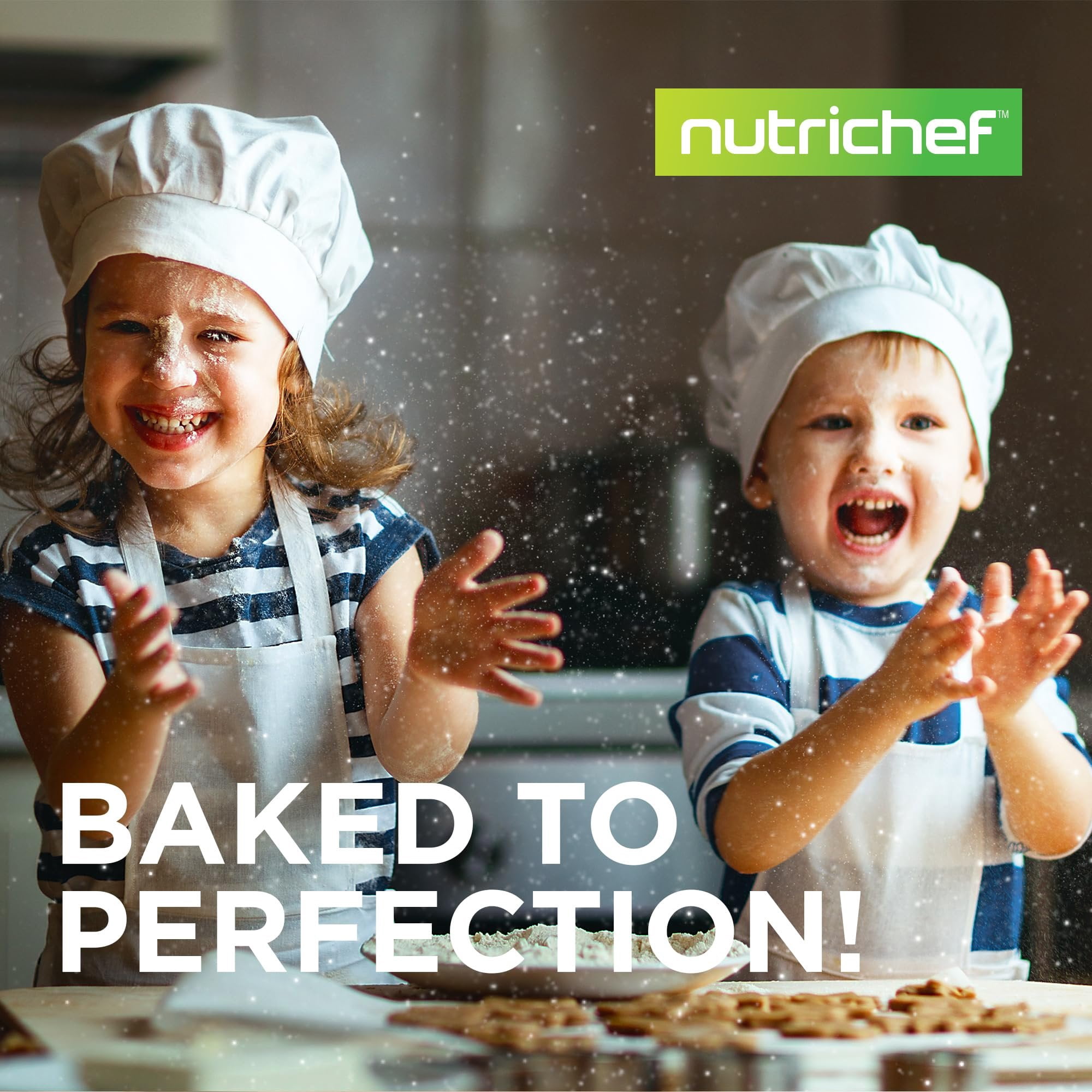NutriChef Nonstick Baking Pans Set  Premium Cookie Sheets for Baking, Carbon Steel Stackable Baking Trays with Red Silicone Handles, Oven Safe Pans for Cookies, and Cakes, Dishwasher Safe 6 Pack