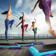 Yes4All Adjustable Aerobic Step Platform, 40 in x 16 in with 4 Risers, Teal, Black and Purple