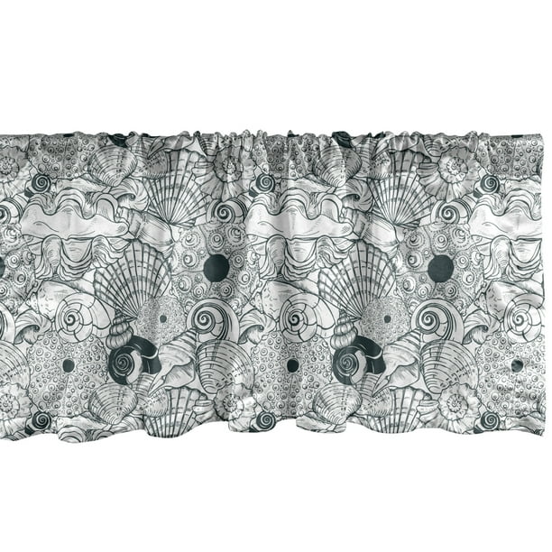 Underwater Window Valance Pack of 2 Repetitive Sketchy Drawing Style 