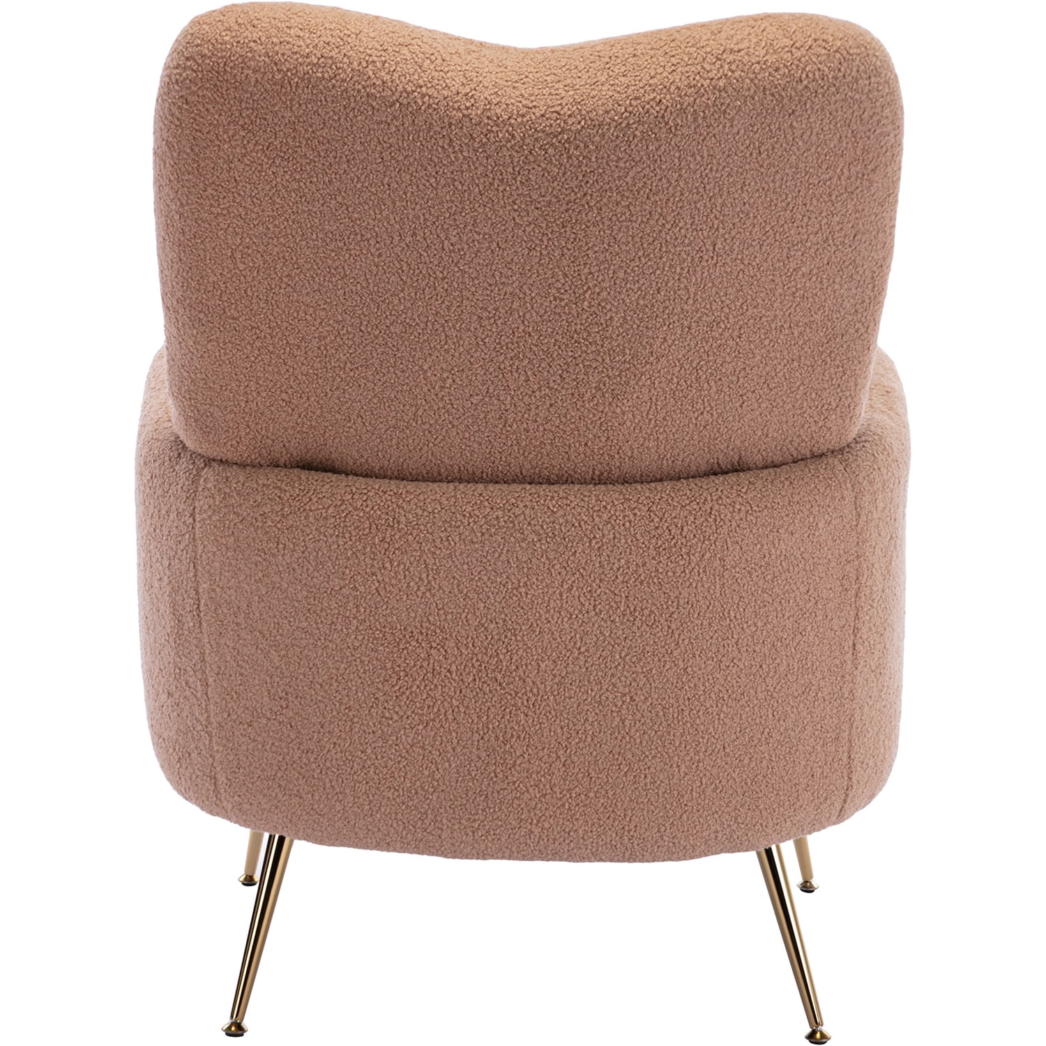 Kadyn Modern Teddy Short Plush Particle Armchair, Altay Velvet Accent Chair with Golden Metal Legs and High Back, Upholstered Accent Lounge Chair for Living Room, Espresso