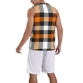 thumbnail image 5 of Easygdp Orange Plaid Men's Mesh Basketball Jersey Quick Drying Sleeveless Shirts Fitted Muscle Tank Tops Sport Round Neck T-Shirt - Small, 5 of 9