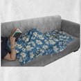thumbnail image 6 of Floral Soft Flannel Fleece Throw Blanket, Illustration of Blooming Lily Flowers in Continuous Pattern, Cozy Plush for Indoor and Outdoor Use, 70" x 90", Sea Blue Eggshell, by Ambesonne, 6 of 6