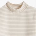 thumbnail image 5 of NORO ARK Girls Striped Mock Neck Long Sleeve Shirts (3-15) Soft Ribbed Knit Slim Basic Layering Fall Casual Acrylic Spandex Tees Beige Size 14, 5 of 6