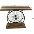 thumbnail image 4 of DecMode Industrial Fir Wood and Metal Wheel Console Table, 39"W x 25"H, Natural Brown/Black Finish, 4 of 14