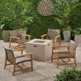 thumbnail image 4 of Debra Outdoor 5 Piece Wood and Wicker Club Chairs and Fire Pit Set, 4 of 11