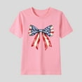 thumbnail image 2 of ZACPNCV Kids Flag Shirts USA Flag Stars Stripes Graphic Blouse Patriotic Shirt 4th of July T Shirt Summer Tops Tee Pink 14-15 Years, 2 of 5