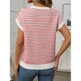 thumbnail image 2 of jinghuiyue Women’s Sweater Vest Striped Crewneck Knit Tank Top Casual Cap Sleeve Summer Pullover Sweaters XL, 2 of 7