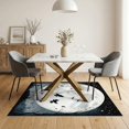 thumbnail image 3 of ODIKA 5'x7' Washable Area Rug Gothic Raven Flock Mystical Border Skull Damask Ornate Norse for Dining Room, Under Table, Home Office, Non-Slip Chair-Friendly, 3 of 7