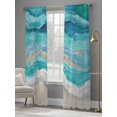 thumbnail image 3 of Turquoise Gradient Sheer Curtains 108 inches Long 2 Panels Set Abstract Beach Ocean Wave Oil Painting Tiers Sheers Rod Pocket Small Window Short Curtains for Kitchen Cafe, Each 52" W x 108" L, 3 of 7