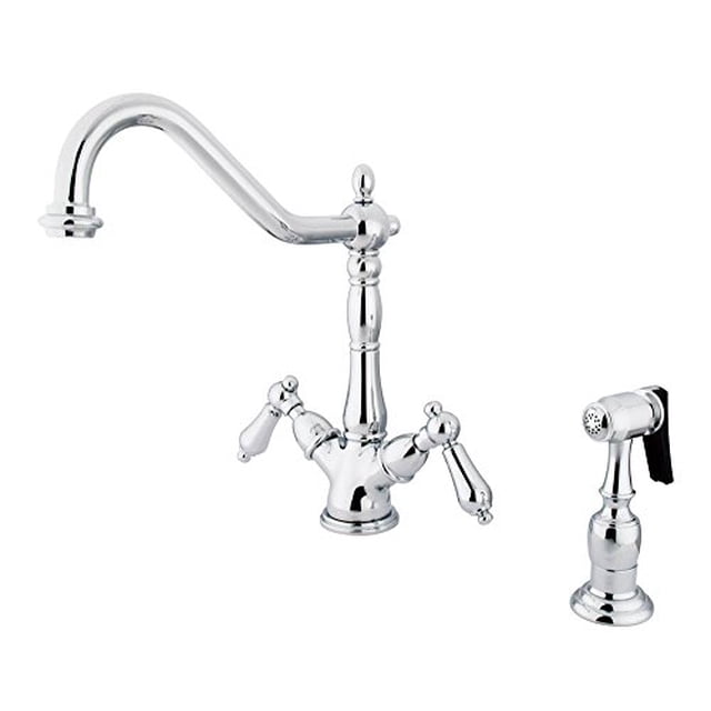 Kingston Brass Heritage Double Handle Kitchen Faucet With Side Sprayer