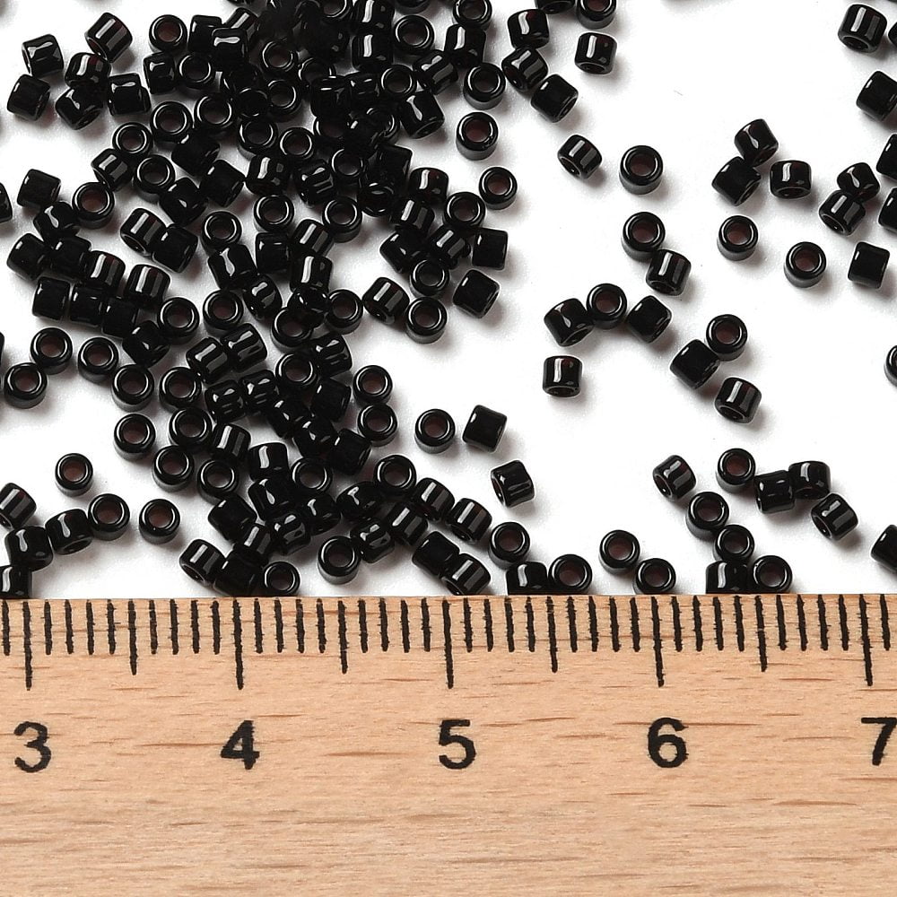1pound Opaque Colours Glass Seed Beads Cylinder Black 2x1.5mm Hole: 1mm