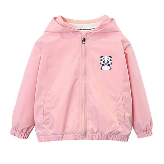 ZACPNCV Toddler Girls Windbreaker Casual Outerwear Kids Zip Hooded Jacket Baby Cute Dust Coat Pink 1-2 Years