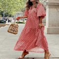 thumbnail image 3 of PENGXIANG Robe Maxi Bohème Florale à Manches Bouffantes Superposées Décontractée Ample Vacances Plage Longue Robe, 3 of 7