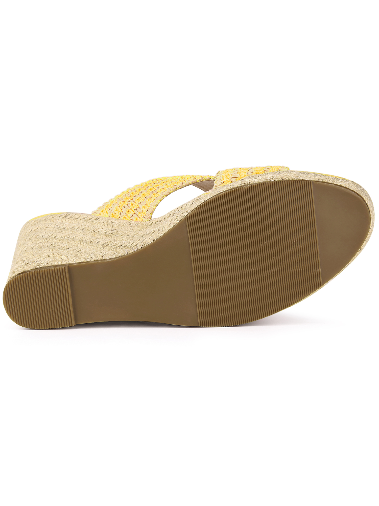 DARING DIVA Women's Crisscross Strap Platform Slides Wedge Sandals Yellow 5.5
