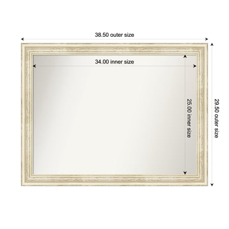 Amanti Art Custom Wall and Bathroom Mirror (29.5 x 38.5 in.), Country White Wash Frame