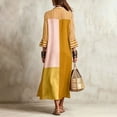 thumbnail image 5 of SAWOBUUN Womens Boho Striped Shirt Dress 3/4 Sleeve Color Block Button Maxi Dress Loose Fit Casual Beach Sundress, 5 of 5