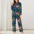 thumbnail image 2 of Picia Undersea Animals Pattern Women’s Long-Sleeve Sleepwear Set - Soft 2-Piece Loungewear with Pockets, Comfy PJs for Relaxing Nights-Large, 2 of 7