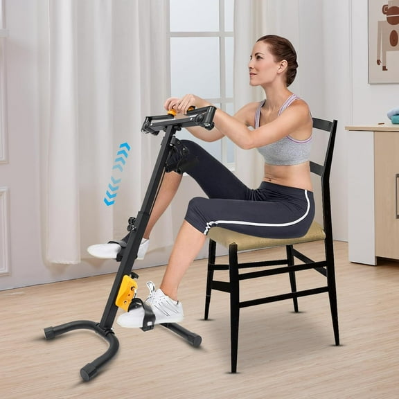Pedal Exercise Bike Foldable Pedal Exerciser for Seniors Hand Arm Leg and Knee Fitness Machine Elderly Home Pedal Exercise Bike for Total Body