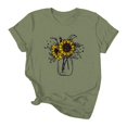 thumbnail image 4 of Bovemsi Women's Spring Round Neck Sunflower Printed Loose Casual Short Sleeved T Shirt, Green Women's Summer Short Sleeve T-Shirts, 3XL, 4 of 4