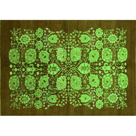 Ahgly Company Indoor Rectangle Oriental Green Industrial Area Rugs, 2' x 3'