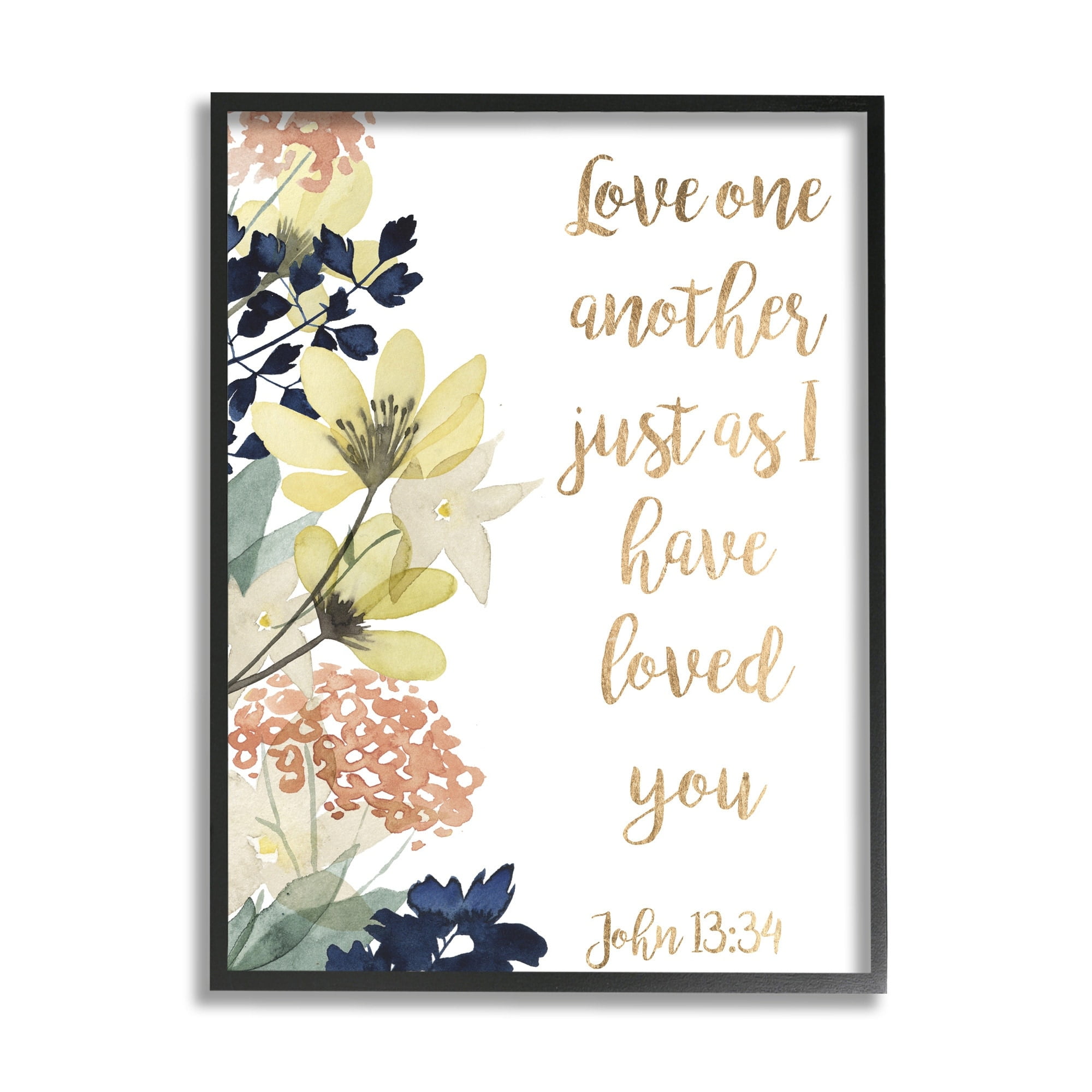 Stupell Industries Love One Another Proverbs John 13:34 Wildflowers,16 x 20,Designed by Studio W