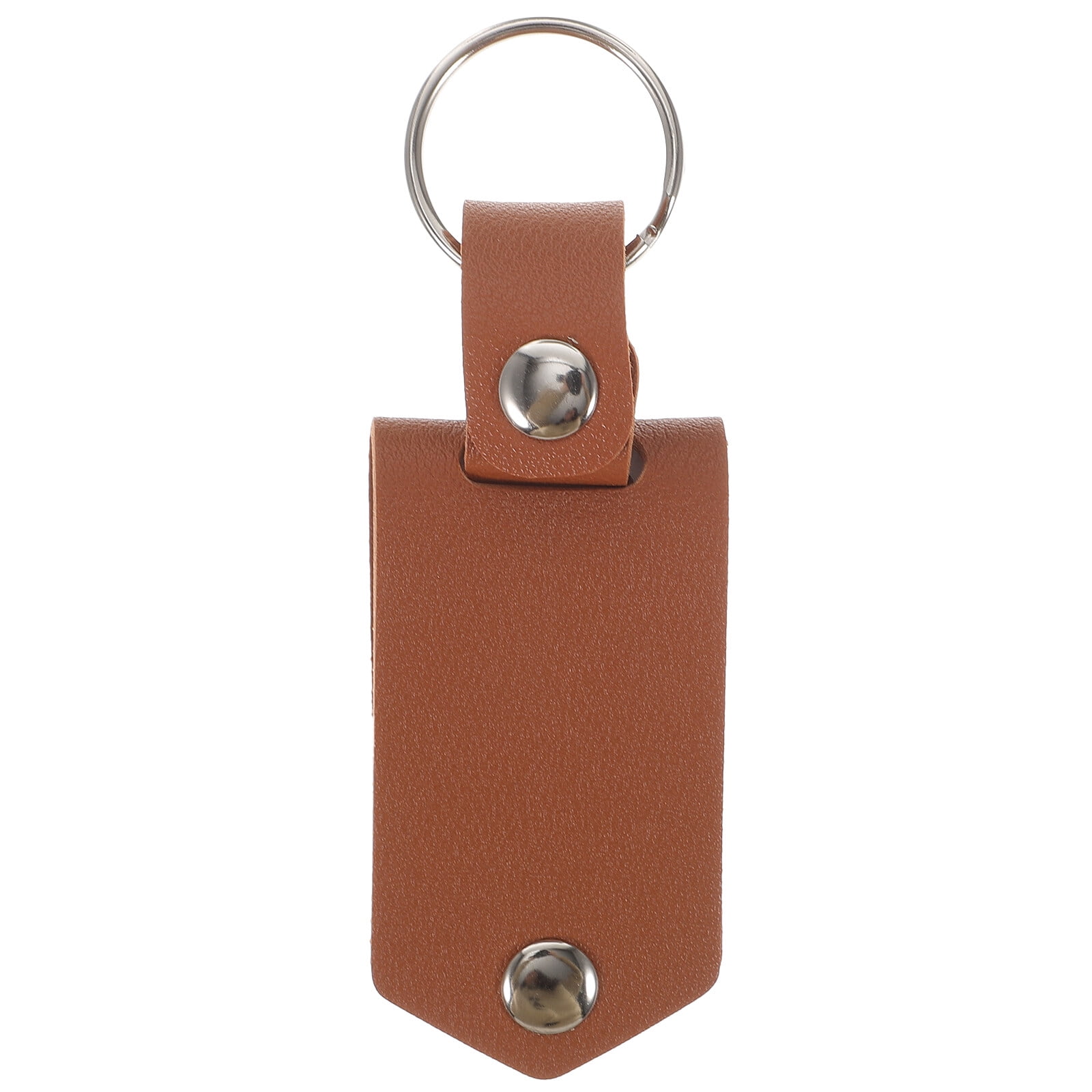 Leather Key Ring With Stainless Steel Plate: Cufflinks Depot