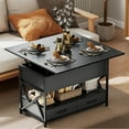 thumbnail image 2 of HOMCOM Table Basse Relevable, Table Centrale avec Compartiments Cachés, Noir, 2 of 10
