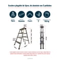 thumbnail image 4 of Escalera de Tijera Plegable Fabricada en Aluminio CONALUM con Escalón Ancho de 3 Peldaños para 150 kg., 4 of 7