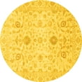 thumbnail image 1 of Ahgly Company Indoor Round Oriental Yellow Traditional Area Rugs, 7' Round, 1 of 4