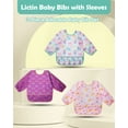 thumbnail image 3 of Lictin Baby Bibs Long Sleeve for Baby Girls, 3 Pcs Waterproof Bibs for 6-24 Months Toddlers, Adjustable Closure Baby Smock, Pink, 3 of 9