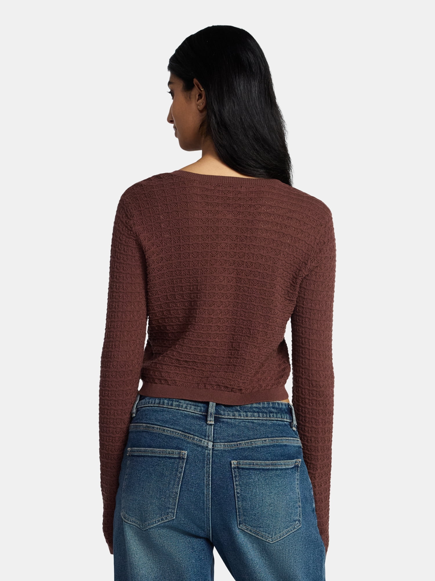 Madden NYC Women's Cotton Crochet Sweater Cardigan, Sizes XXS-XXL