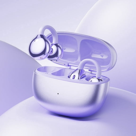 LAATIKUI Bluetooth headphones M108 Earbuds Wireless LED Display Waterproof earphones without ear clip type Purple