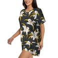 thumbnail image 2 of Naloa Lilies Flowers Women's Short-Sleeved Pajama Set, Loungewear, Summer pajamas, Breathable Cozy - XX-Large, 2 of 9