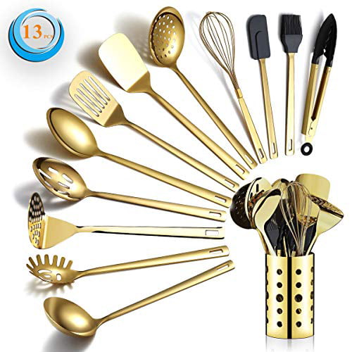Berglander Cooking Utensil Set 13 Piece Stainless Steel Kitchen Tool Set With Ho 