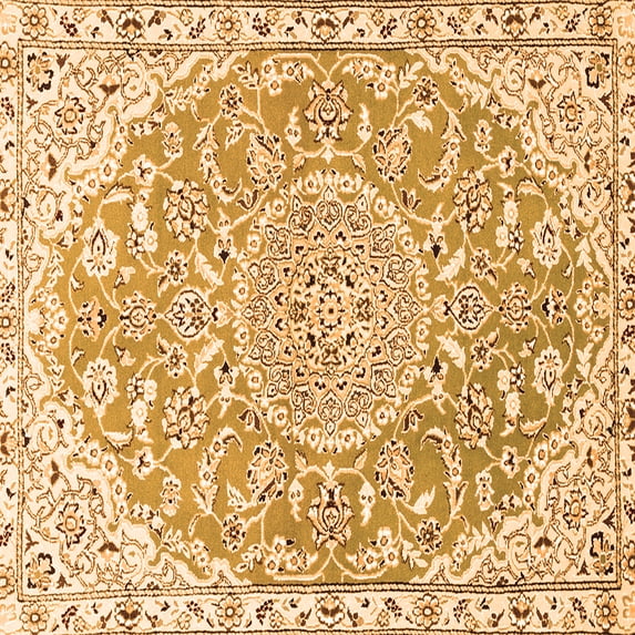 Ahgly Company Indoor Square Medallion Orange Traditional Area Rugs, 8' Square