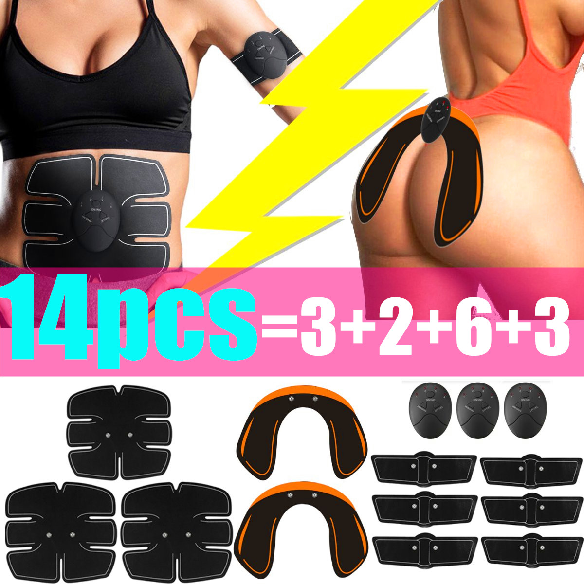Gaoominy 15 St/üCk//Set Abs Muskelstimulator Trainingsausr/üStung H/üFttrainer Fit Ganzk?Rper mit 6 Modi