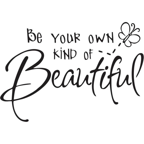 Be Your Own Kind of Beautiful Wall Stickers Quote, DIY Vinyl Butterfly Decal Wallpaper Wall Decor for Bedroom Teen Girl Home Decoration(Black)