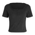 thumbnail image 4 of QGJZVUNL Womens Summer Tank Tops with Built In Bras Casual Short Sleeve Ribbed Knit Shirts Size L, 4 of 7
